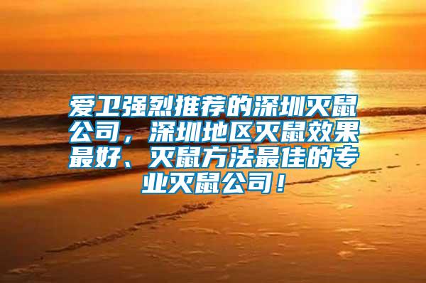 愛衛(wèi)強(qiáng)烈推薦的深圳滅鼠公司,深圳地區(qū)滅鼠效果最好、滅鼠方法最佳的專業(yè)滅鼠公司!